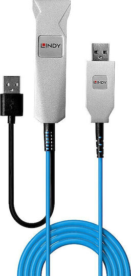 Lindy USB 2.0 Cablu USB-A - USB-A female / USB-A Albastru 30m 43345