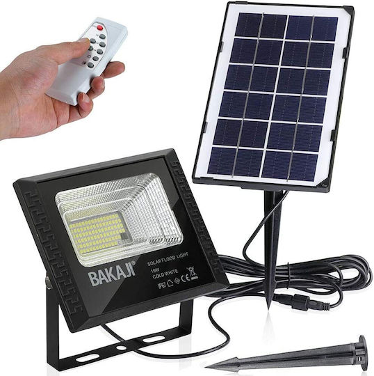 Bakaji Waterproof Solar LED Flood Light 10W Cold White 8000K with Photocell and Remote Control IP65