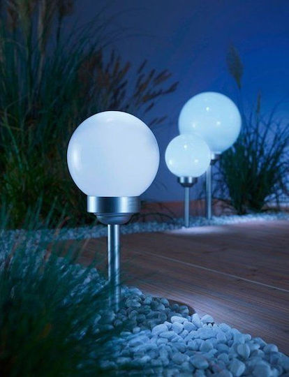 Saska Garden Set of 2 Stake Solar Lights Balls Cold White with Motion Sensor and Photocell