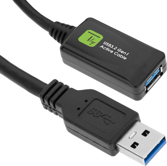 Techly Superspeed+ USB 3.2 5Gbps Активен Усилвател Кабел 5м USB Кабел за Удължаване и Усилване на Сигнала USB-A Extender