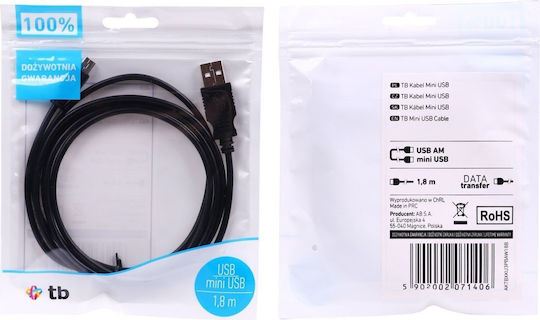 TB Print 1.8m USB 2.0 Cable A-Male to mini B-Male (AKTBXKU3PBAW18B)