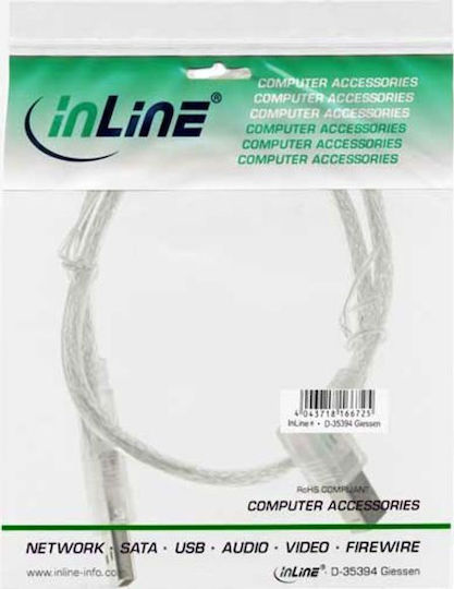 InLine USB 2.0 Cable USB-A male - USB-B male Διάφανο 0.3m 34516L