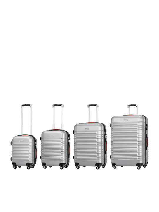 Provitera Travel Suitcases Hard Silver with 4 Wheels