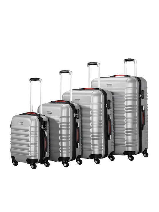 Provitera Travel Suitcases Hard Silver with 4 Wheels