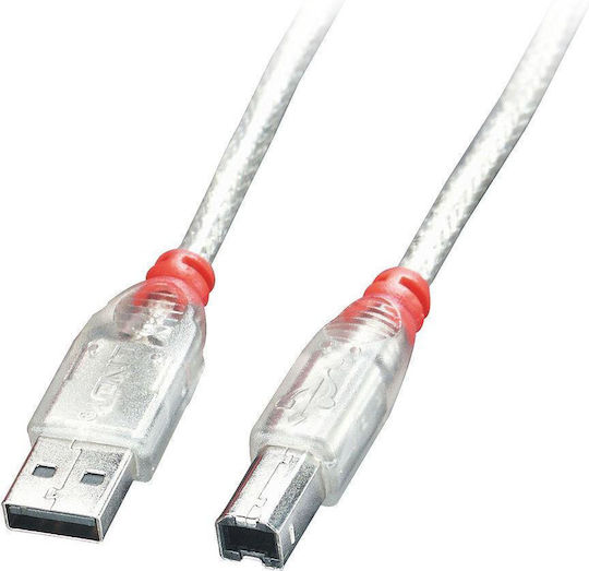 Lindy USB 2.0 Cable USB-A male - USB-B male Διάφανο 2m 41753