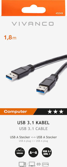 Vivanco USB 3.1 Cable USB-A male - USB-A male 1.8m (45249)