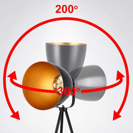 Bakaji Floor Lamp H140xW69cm. with Socket for Bulb E27 Black