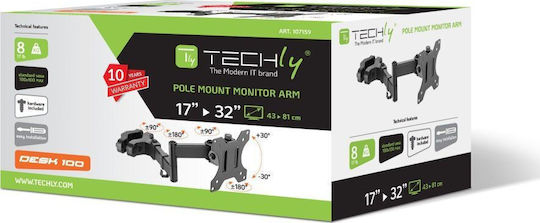 Techly ICA-LCD 110BK Βάση Τηλεόρασης Τοίχου με Βραχίονα έως 32" και 8kg