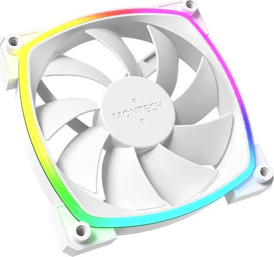 Montech Case Fan 120mm (1699rpm) με ARGB Φωτισμό και Σύνδεση 4-Pin PWM 3τμχ Λευκό