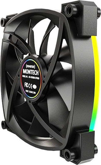 Montech RX120 Ventilator Pentru Carcasă Cu Lamă Inversată (1600rpm / 59cfm) Cu Iluminare ARGB Și Conexiune 3-Pin / 4-Pin PWM