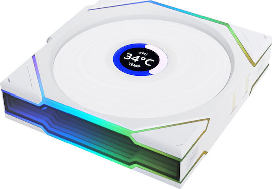 Lian Li UNI FAN TL Wireless LCD Reverse Blade Case Fan 120mm (1900rpm / 54.3cfm) with ARGB Lighting and 4-Pin PWM / 9-Pin White Connection