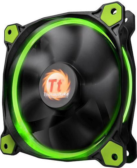 Thermaltake Riing 12 LED 120mm 3-Pin Green Lighting Case Fan Green