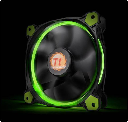 Thermaltake Riing 12 LED 120mm 3-Pin Green Lighting Case Fan Green