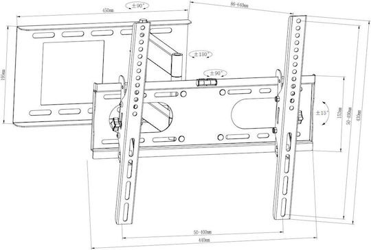 Art AR-86 Wandhalterung für Fernseher mit Arm bis 63" und 30kg