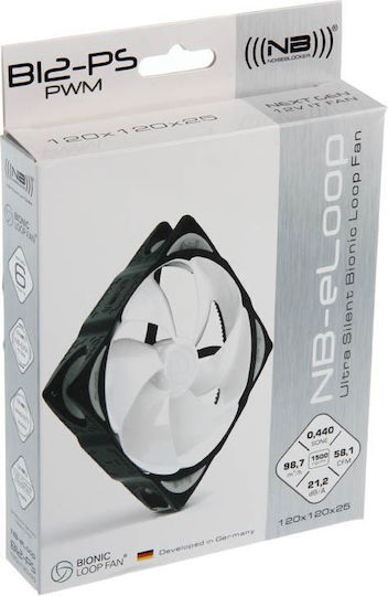 Noiseblocker ELoop B12-PS Case Fans 120mm 1500rpm Without LEDs Connection 4-Pin PWM White