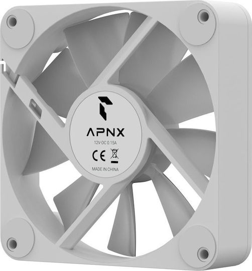 APNX APNX FP1-Q Вентилатор за Кутия 120мм (1200об/мин) с ARGB Осветление и Свързване 4-изводна ШИМ Бял