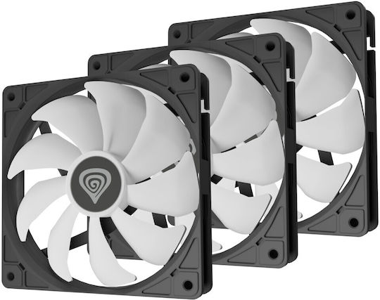 Natec Oxal 120 Case Fans (1300rpm / 46.1cfm) with ARGB Lighting and Connection 3-Pin / 4-Pin PWM Pack of 3