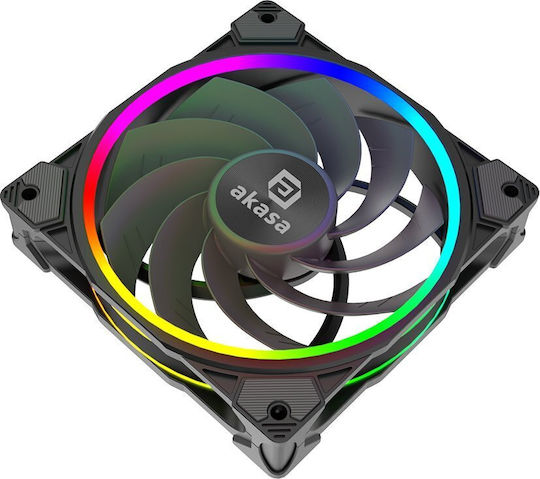 Akasa SOHO AR12 Reverse Blade Case Fans 120mm (2000rpm / 58.3cfm) with RGB Lighting and Connection 3-Pin / 4-Pin PWM