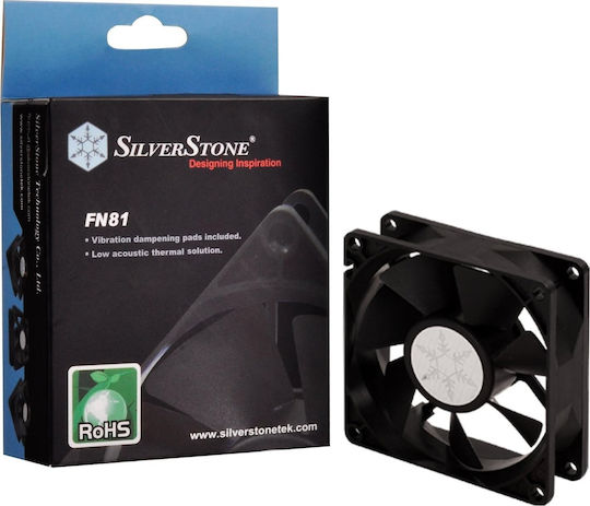 Silverstone FN81 Case Fan 80mm (2050rpm / 23.53cfm) Χωρίς Led Φωτισμό και Σύνδεση 3-Pin