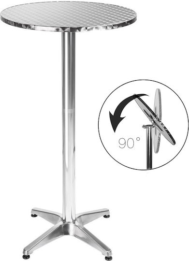 Masa Bar pentru spații exterioare mici Aluminiu Pliabil Argintiu 60x60cm