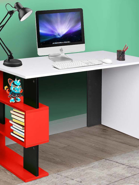Бюро Дървено с Библиотека Red 120x60x75бр