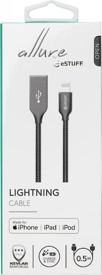 eSTUFF Regular USB-A la Cablu Lightning Gri 0.5m (ES601065)
