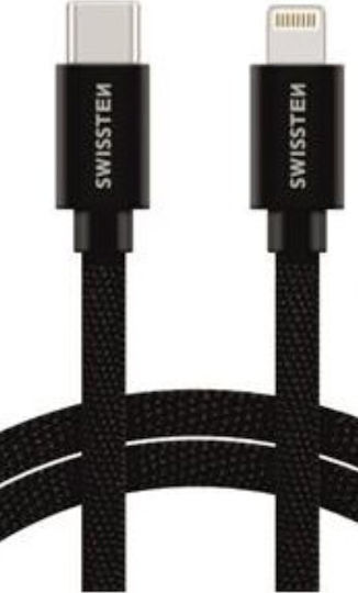 Swissten Flat la Cablu Lightning Negru 1.2m (71527201)