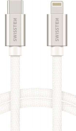 Swissten Geflochten USB-C zu Lightning Kabel Silber 1.2m (71525203)