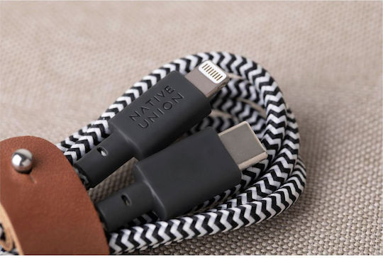 Native Union Belt Плетена USB-C към Lightning кабел Сив 1.2м Zebra (846654029772)