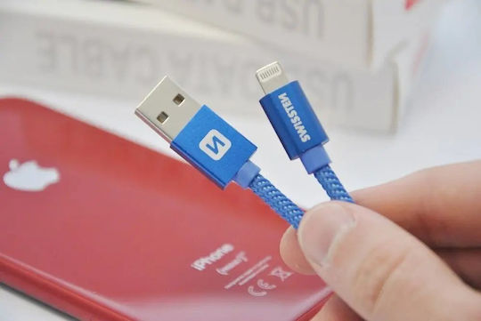 Swissten Braided USB-A to Lightning Cable Silver 2m