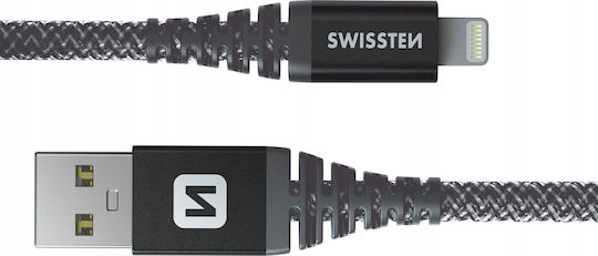 Swissten Braided USB-A to Lightning Cable Μαύρο 1.5m (71543010)