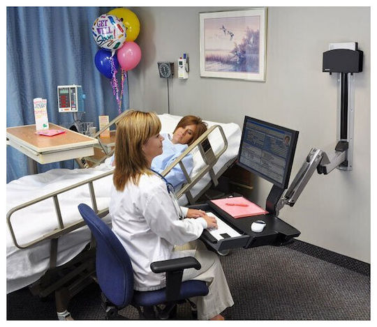 Ergotron StyleView Sit-Stand Combo Arm with Worksurface Suport Monitor până la 24" cu Braț