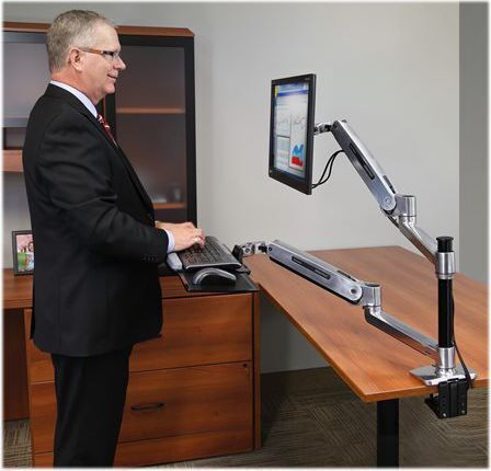 Ergotron WorkFit-LX Halterung Auf dem Schreibtisch Monitor bis 42" mit Arm Silber
