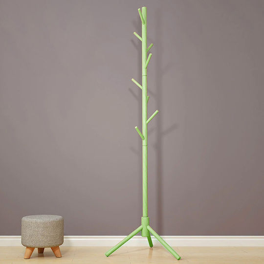 Bakaji Wooden Coat Rack Green 41x41x176cm