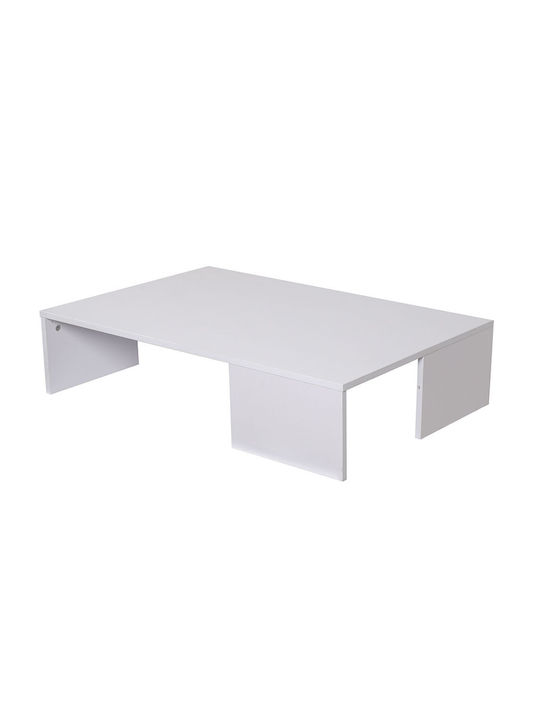 Rectangular Central Wooden White Coffee Table W90xL60xH21cm