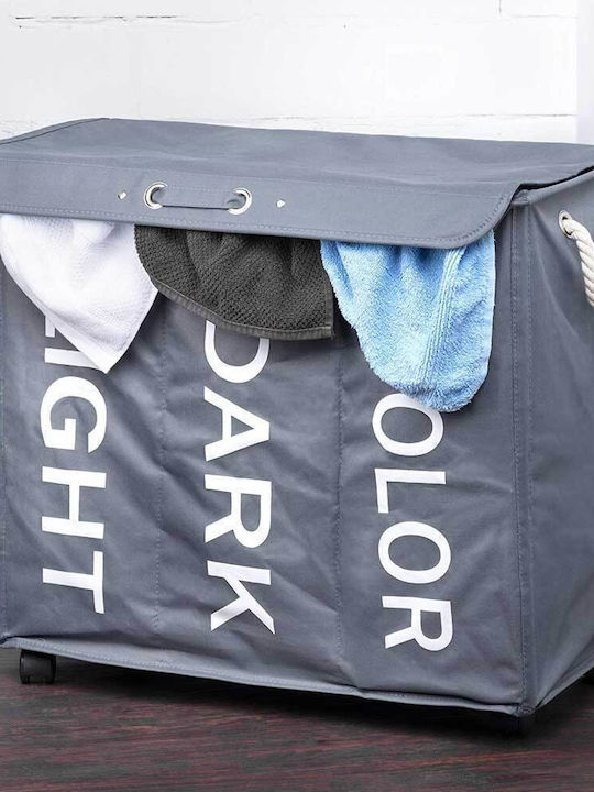 Bakaji Collapsible Fabric Laundry Basket with Cap 65x35x57cm Grey