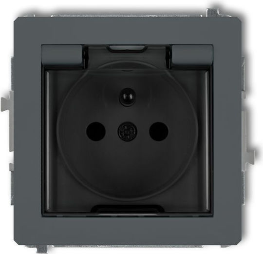 Karlik Single External Waterproof Power Socket with Lid Gray