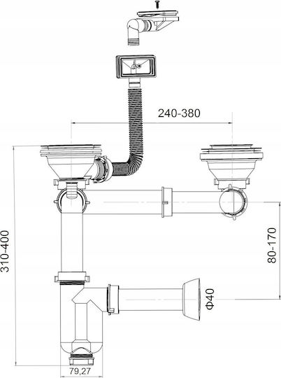 Akces-Med Siphon Sink with Overflow Gray