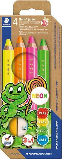 Staedtler Noris Junior Neon Pencils 4 Colors + Sharpener