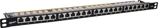 Inline 19" Patch Panel Cat.6a 0.5U 24-Port Dust Protection Black
