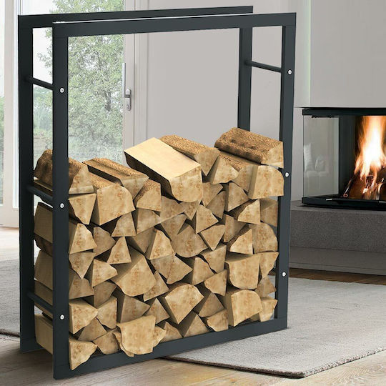 Bakaji Metal Indoor Fireplace Stove Log Holder Support 100x80x25cm 02835841