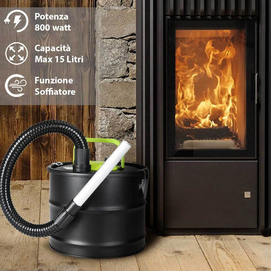 Bakaji Σκούπα Στάχτης 800W με Κάδο 15lt