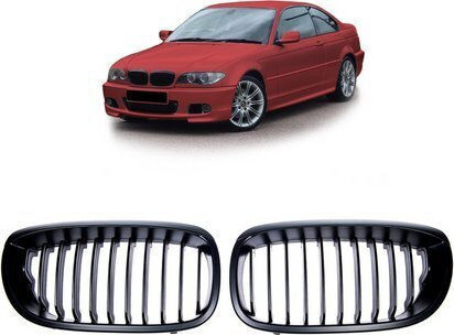 Mtuning Sport Grille Single Fins Matt Black BMW 3 E46 Facelift 2003-2006