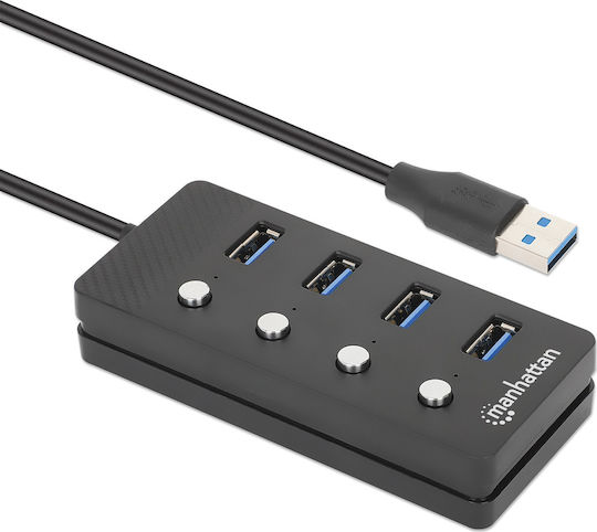 Manhattan USB Хъб 4 Порта USB 3.0 с Връзка USB-A
