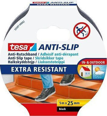 Tesa Αυτοκόλλητη Αντιολισθητική Ταινία Μαύρη 5mx25mm