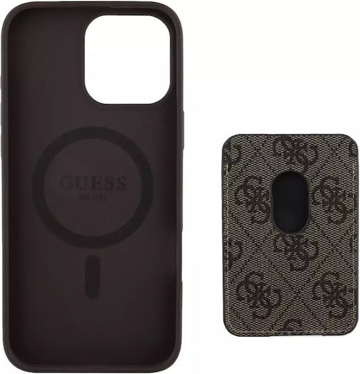 Guess Brieftasche Leder / Silikon Braun (iPhone 17 Pro Max / iPhone 17 Pro / iPhone 16 Pro Max)