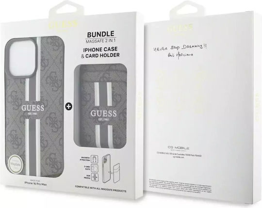 Guess Brieftasche Leder / Silikon Braun (iPhone 17 Pro Max / iPhone 17 Pro / iPhone 16 Pro Max)