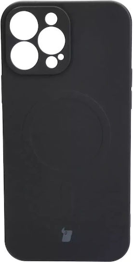 Bizon Silicone Magnetic Umschlag Rückseite Silikon / Gehärtetes Glas Schwarz (iPhone 13 Pro Max)
