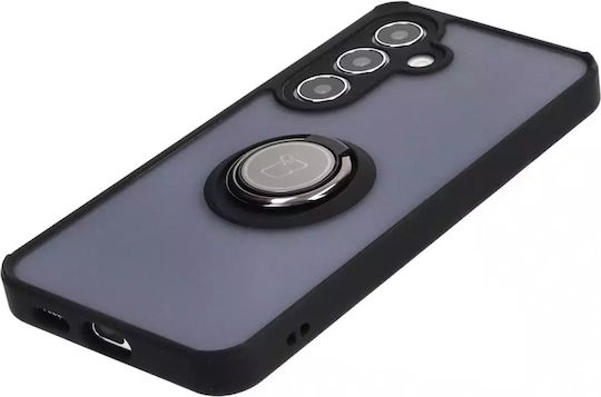Bizon Hybrid Ring Back Cover Σιλικόνης / Tempered Glass Μαύρο (Galaxy S24)