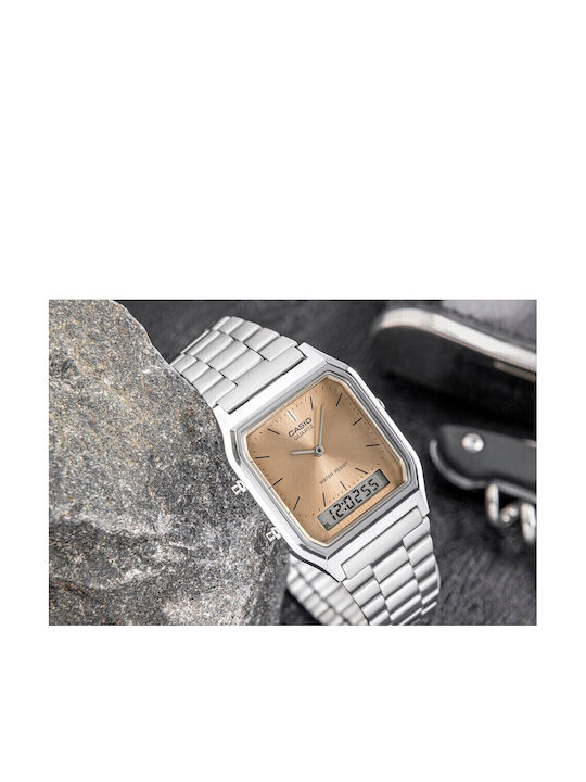 Casio Men's Watch Chronograph Battery with Silver Metal Bracelet